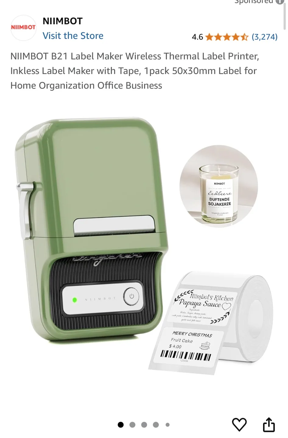 NiiMbot B21S Smart Label Printer - Green 💚 image indicator(5)