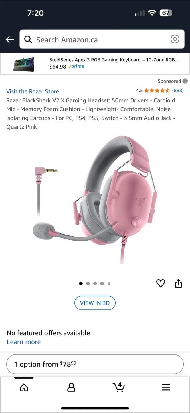 Razer BlackShark V2 X Gaming Headset - Quartz Pink thumbnail