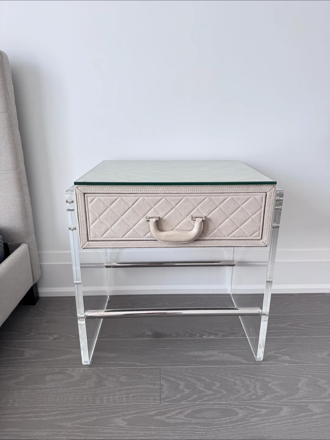 Quilted Faux Leather & Acrylic Nightstand image indicator(5)