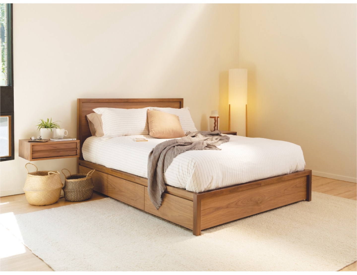 Walnut Bed Frame with Storage - photo 4