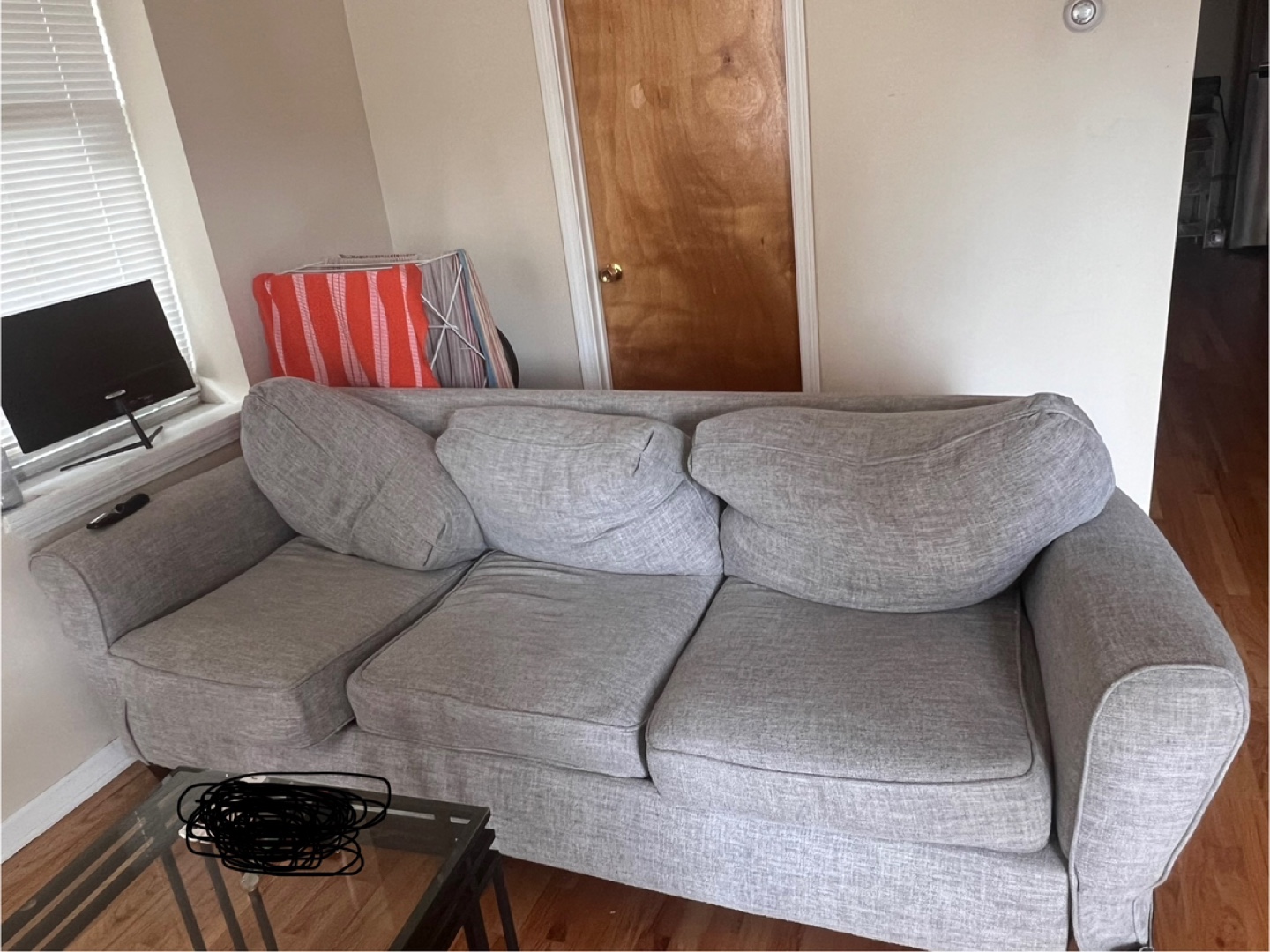Gray Three-Seat Sofa