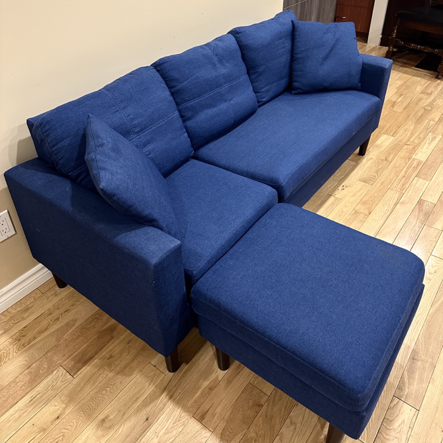 Navy Blue Sectional Sofa with Movable Ottoman (CAN DELIVER) - photo 3