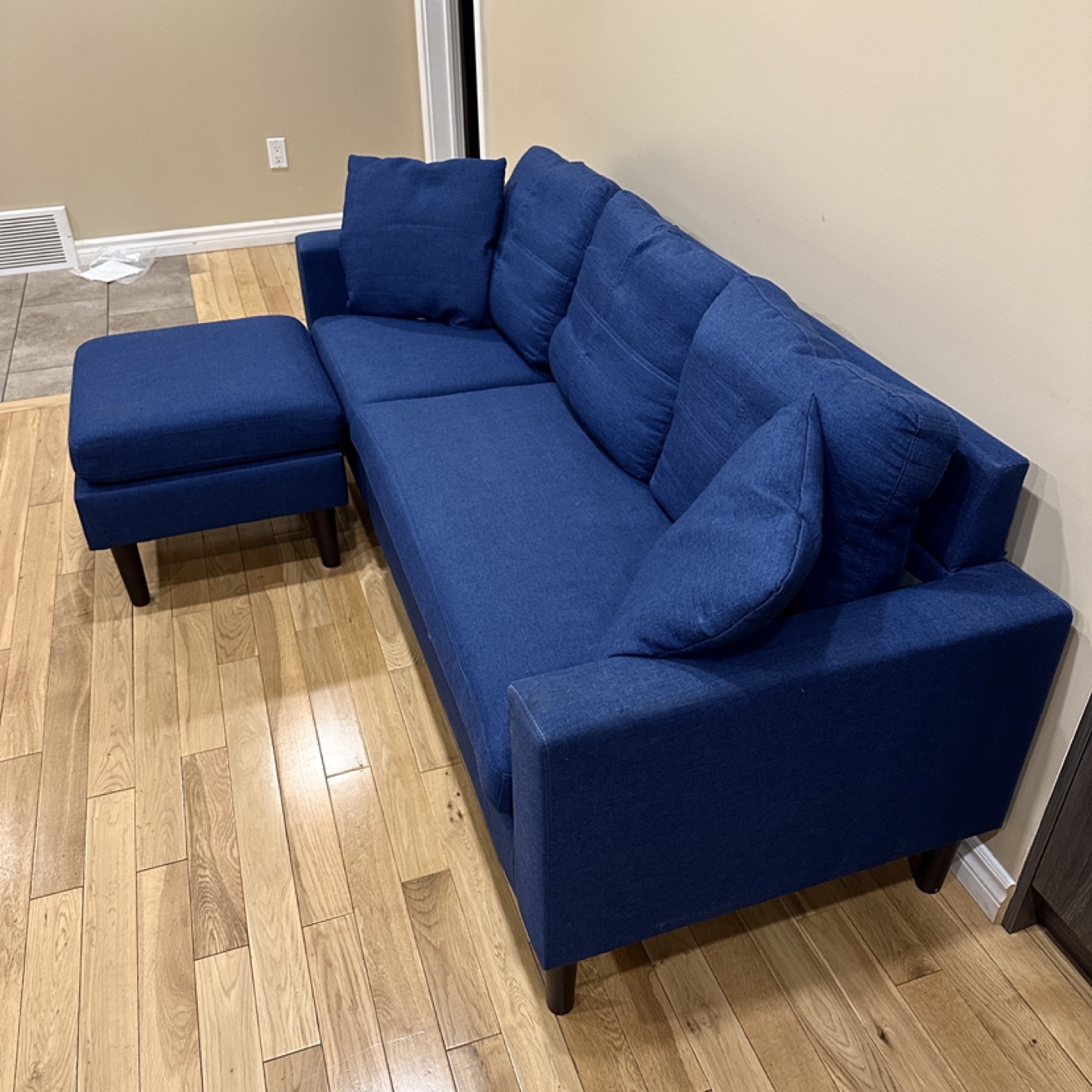 Navy Blue Sectional Sofa with Movable Ottoman (CAN DELIVER) - photo 4
