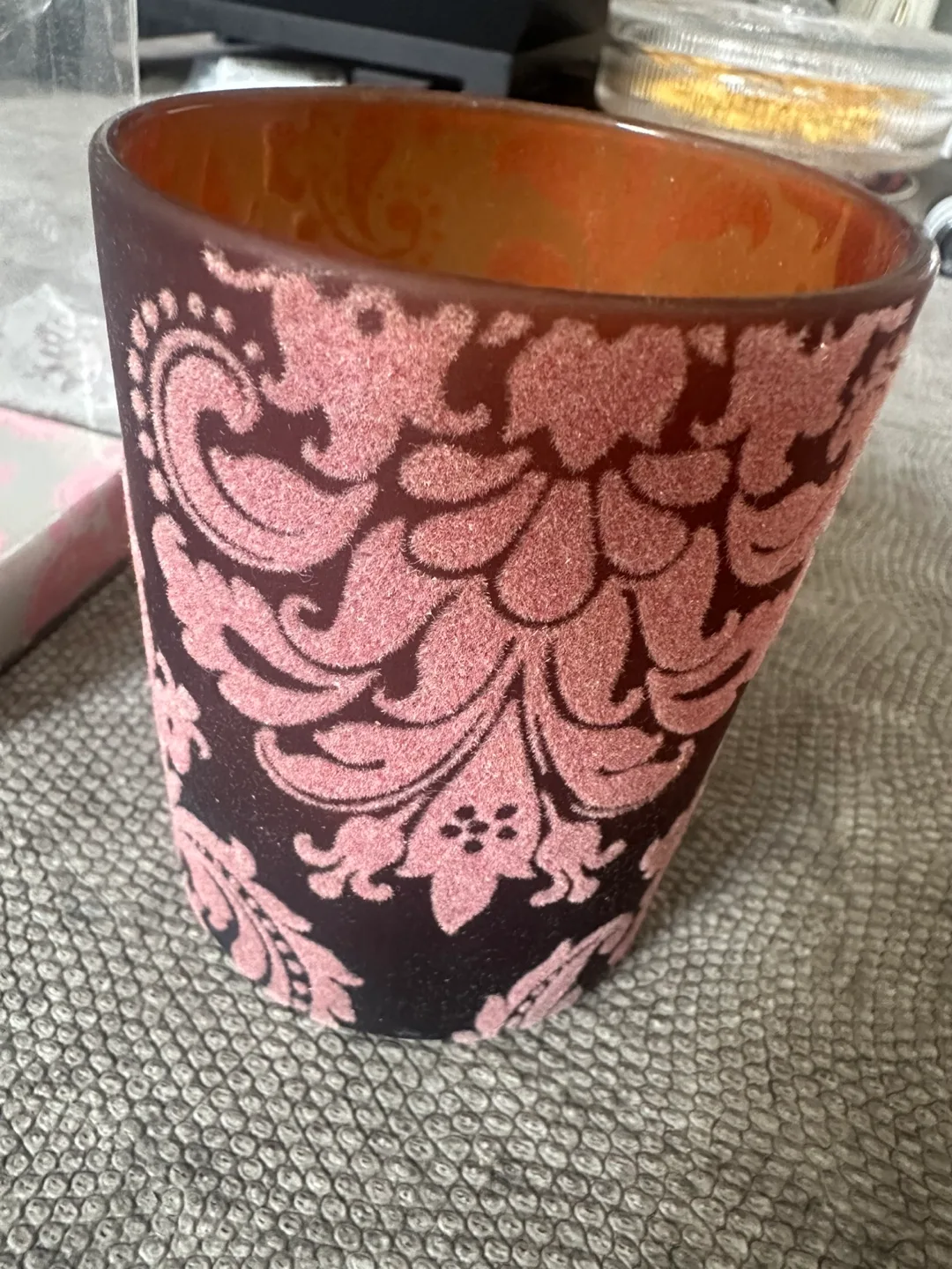 Damask Pattern Pillar Candle in Box image indicator(2)
