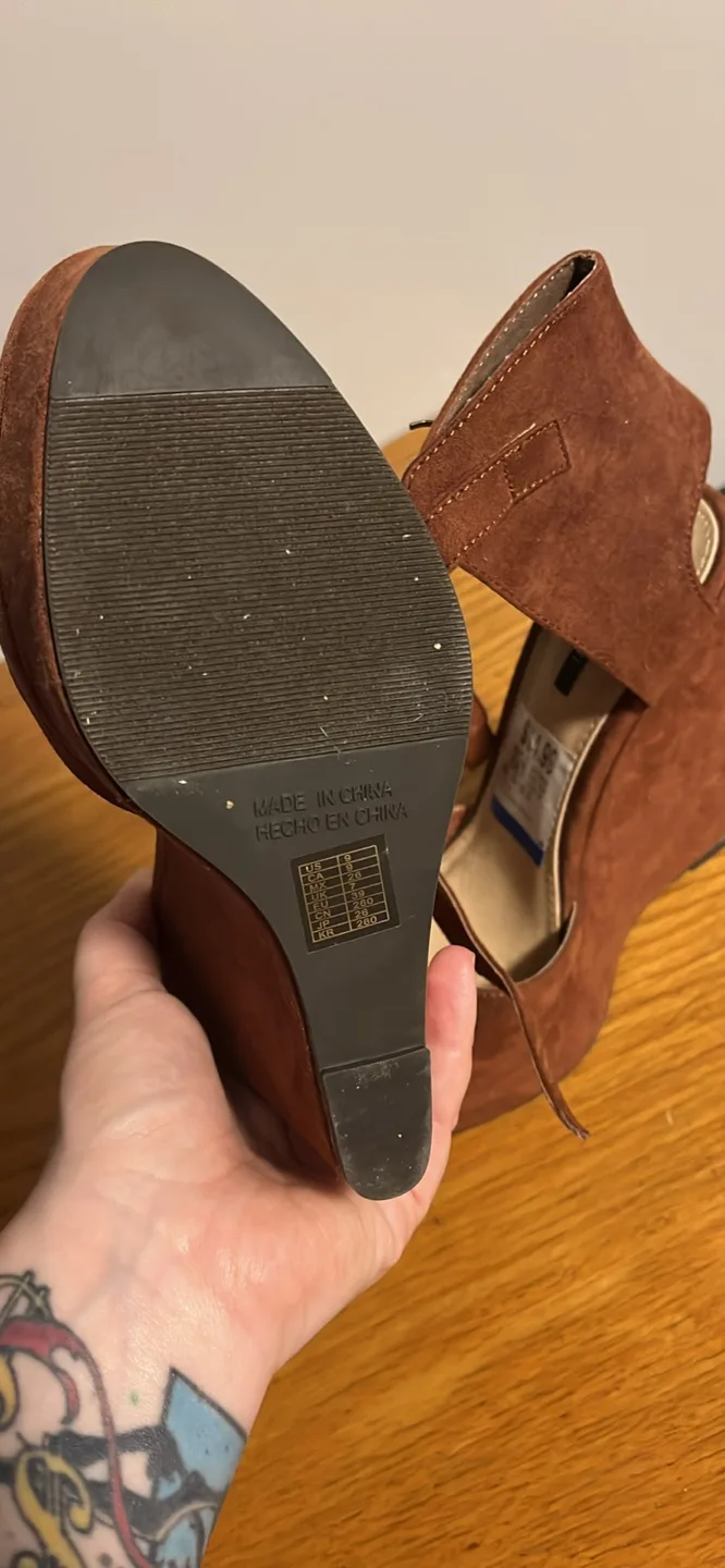 Forever 21 Brown Wedge Heels - Size 9.5 image indicator(3)