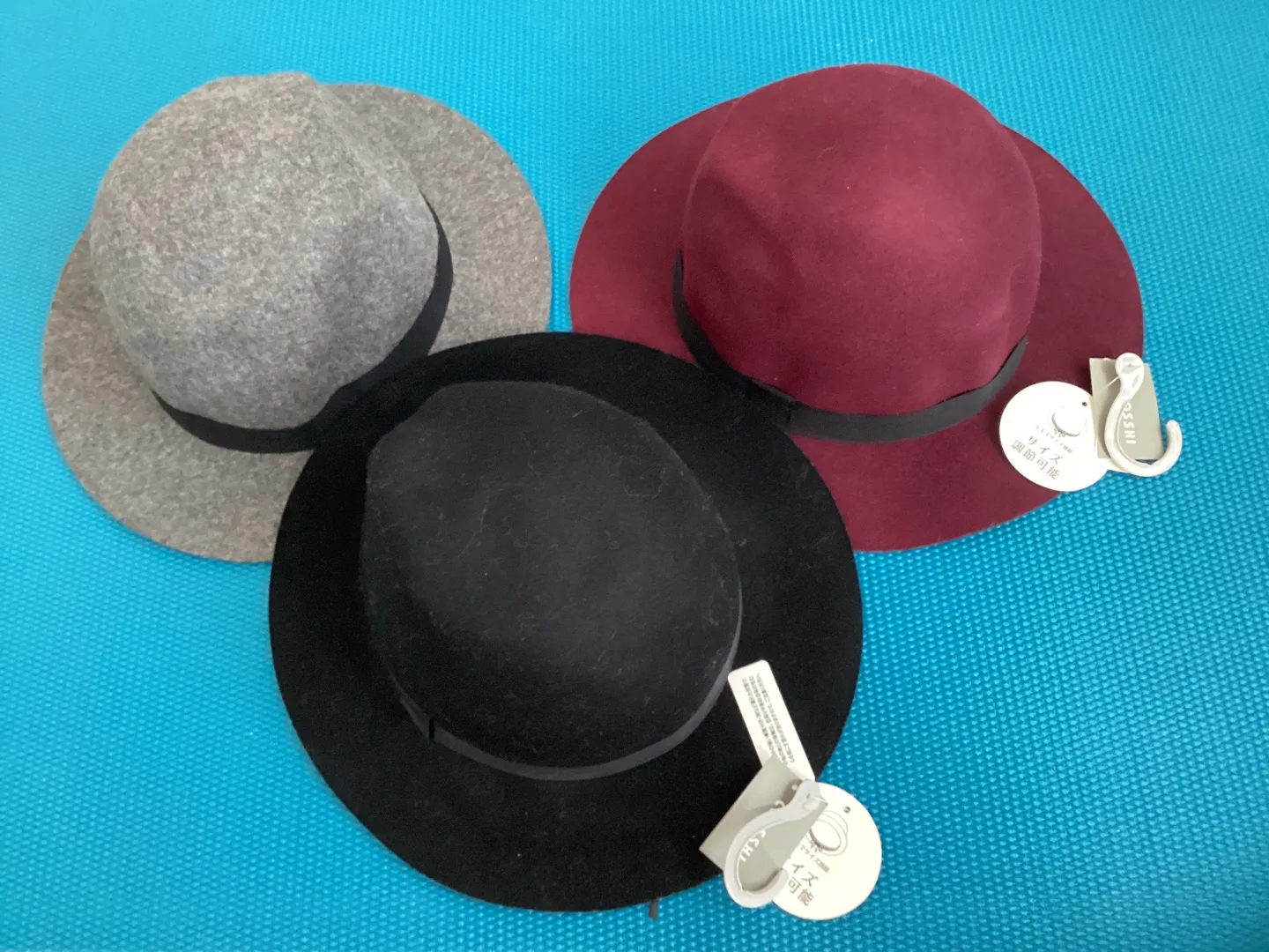 Three Stylish Hats - Grey, Burgundy & Black thumbnail