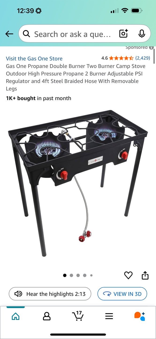 Gas One Propane Double Burner Camp Stove