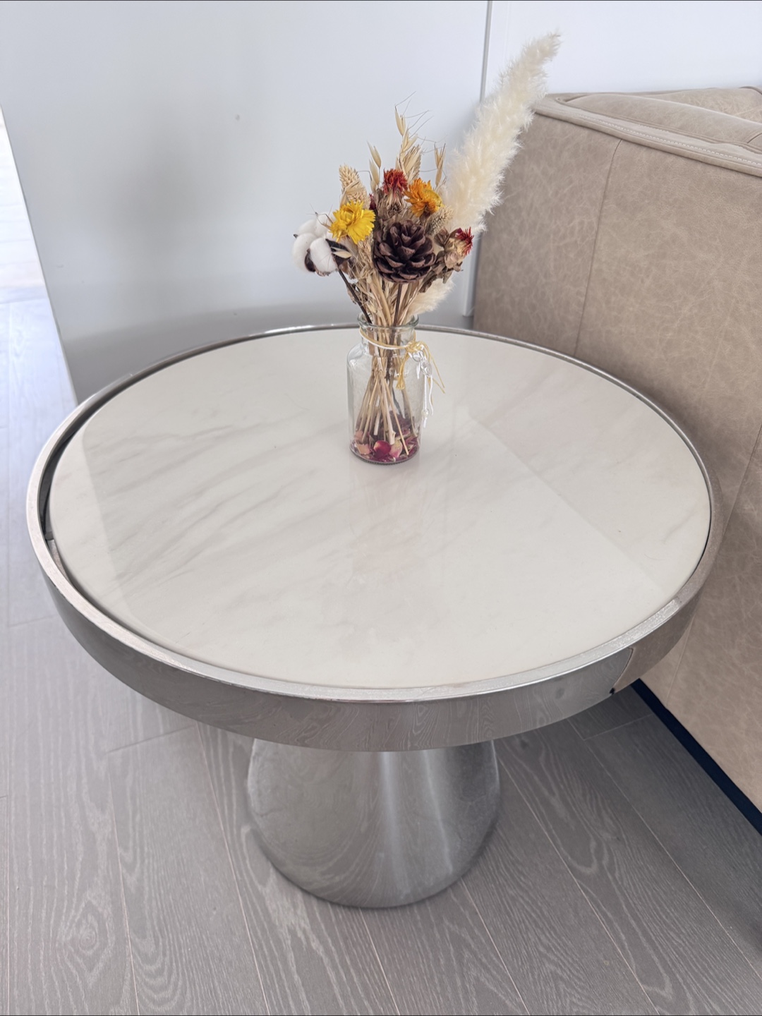 Round Marble Top Side Table - photo 2