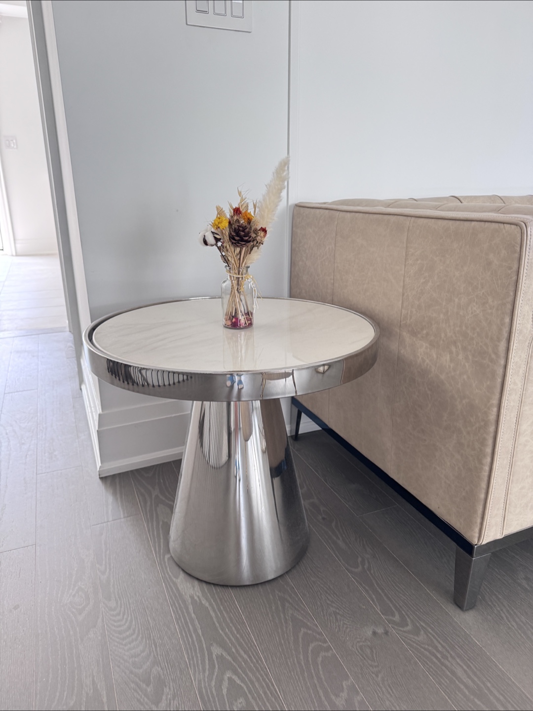 Round Marble Top Side Table