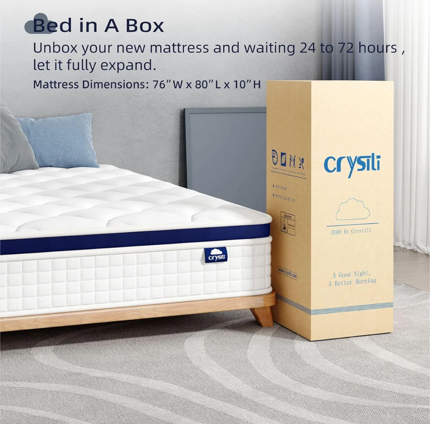 King Size Mattress Bed in A Box, Hybrid Mattress with Zero Press thumbnail