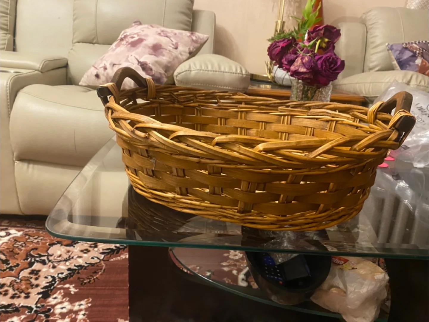 Wicker Basket with Handles thumbnail