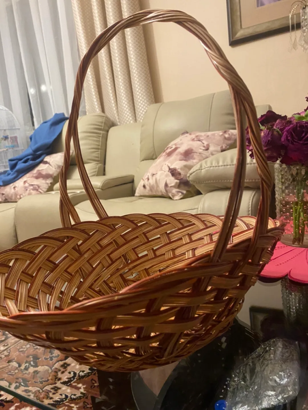 Wicker Basket with Handle thumbnail