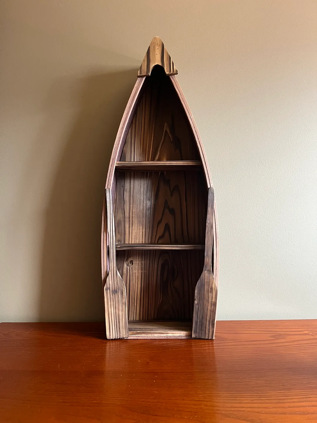 WOODEN FISHING BOAT HANGING DISPLAY SHELF thumbnail