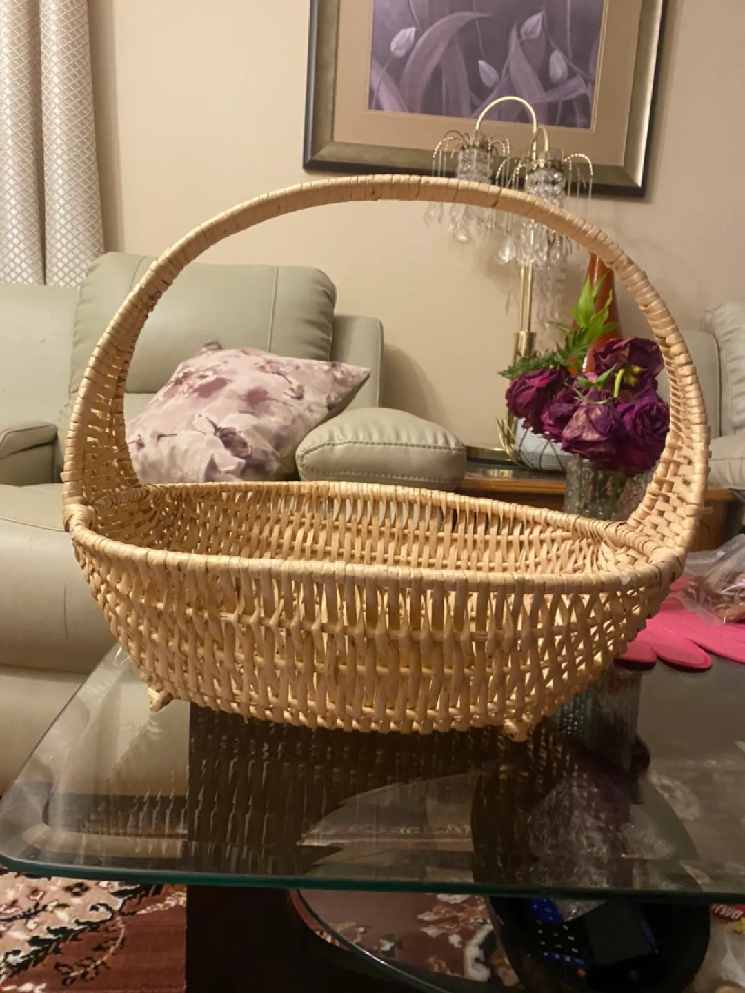 Wicker Basket with Handle thumbnail