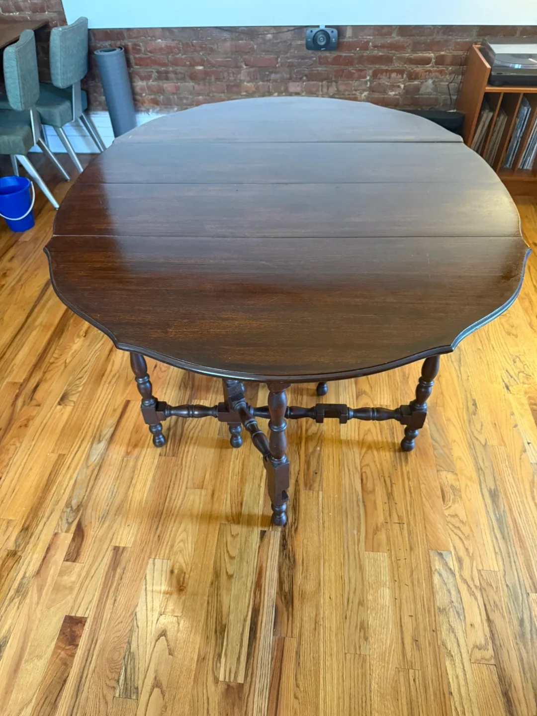 Antique Dark Wood Drop Leaf Table thumbnail