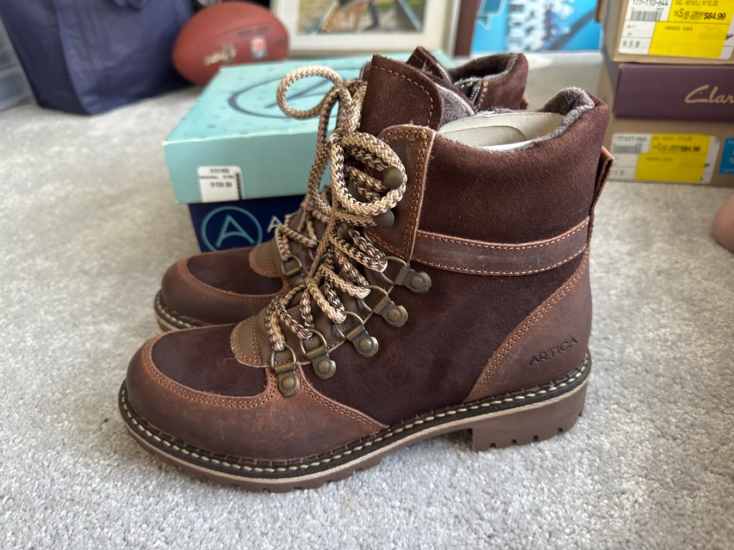 Artica Brown Leather Suede Boots - Size 9 (Euro 39) thumbnail