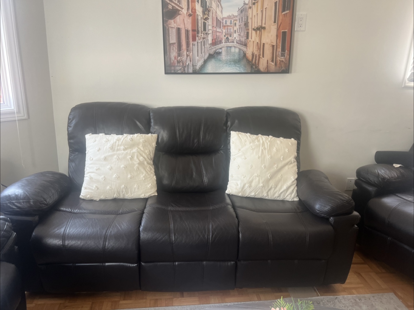 Leather Reclining Sofa Set