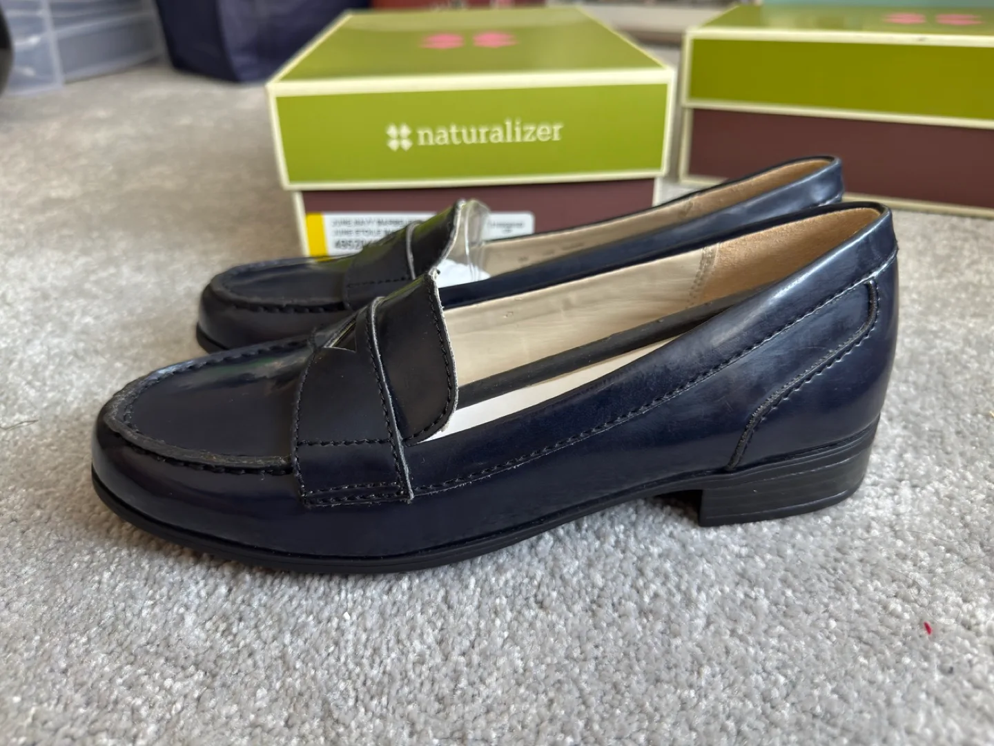 Naturalizer June Navy Marbled Loafers - Size 9M thumbnail