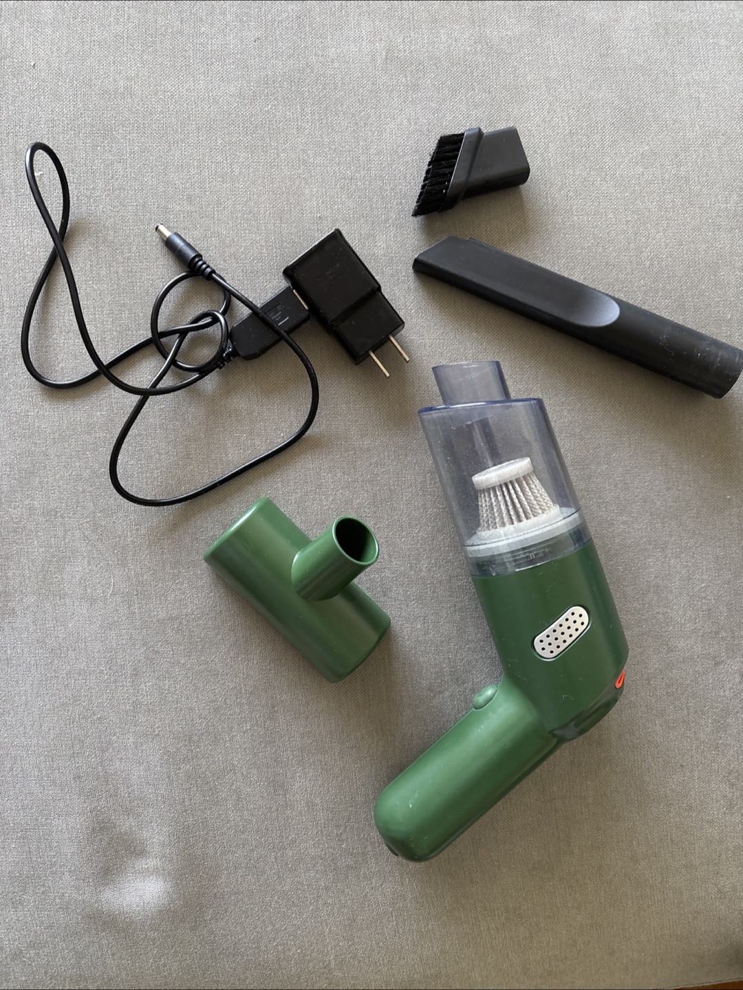Green Handheld Vacuum with Attachments