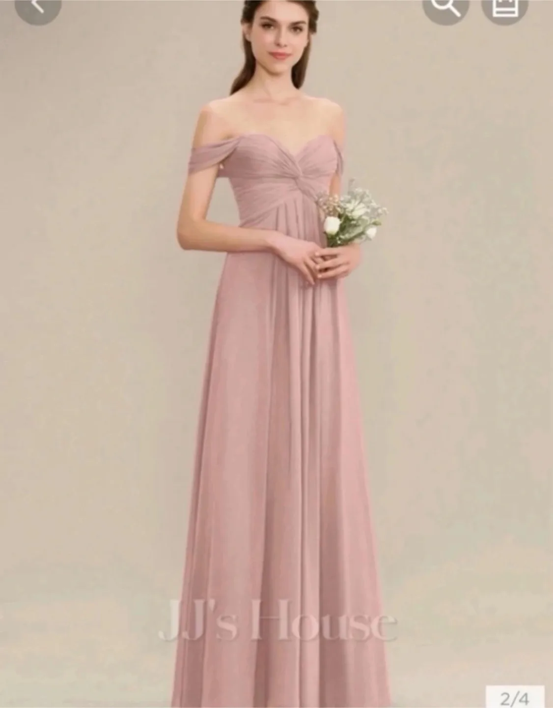 Dusty rose chiffon dress-us size 8 thumbnail