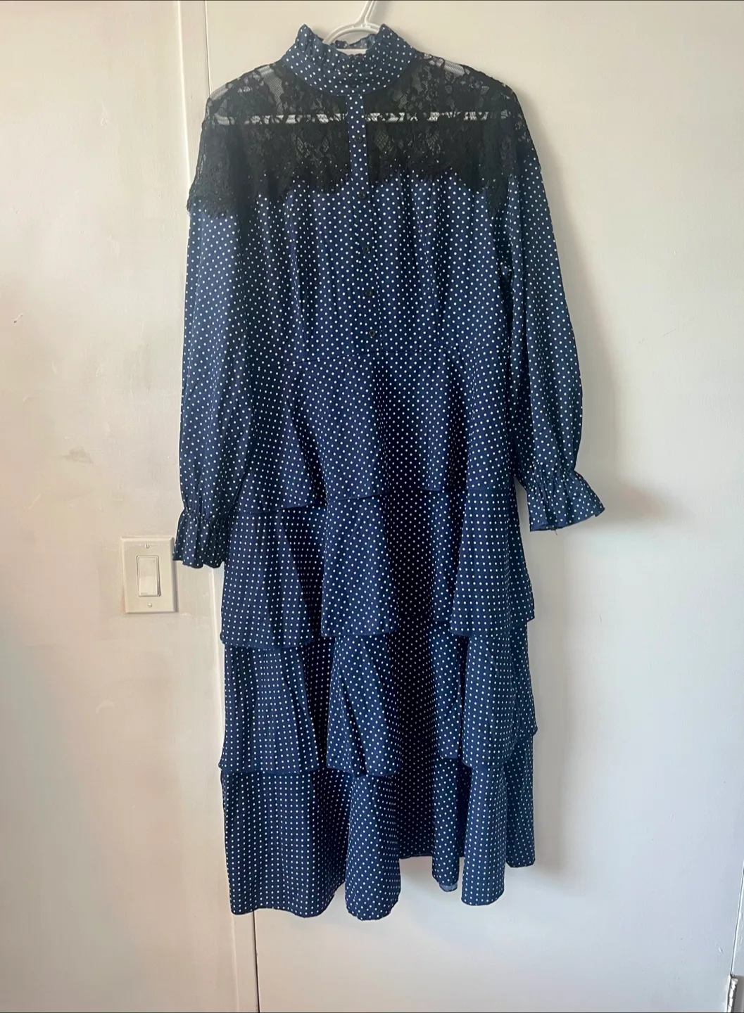 Blue Polka Dot Tiered Dress thumbnail