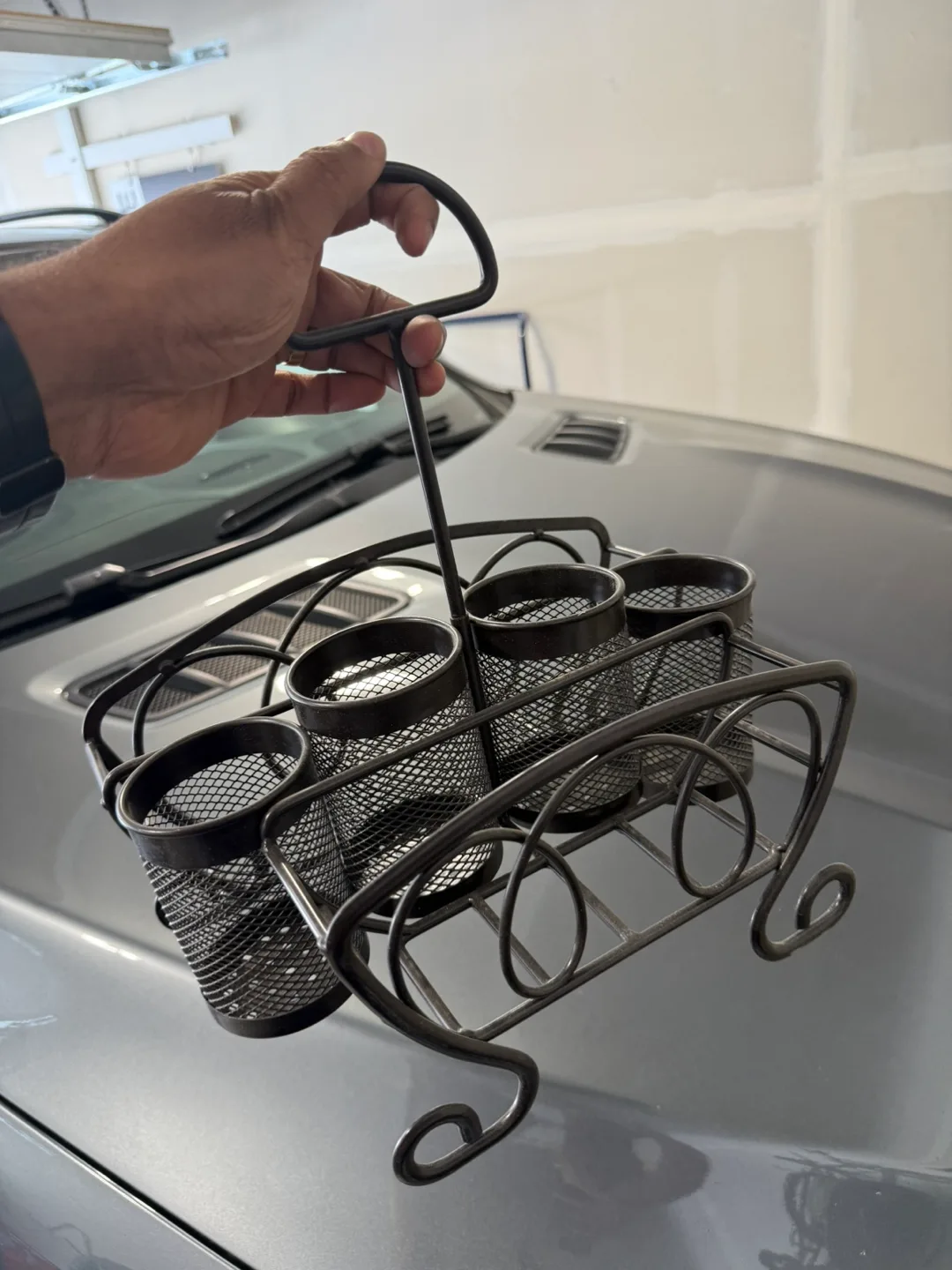 Metal Utensil Caddy with Handle thumbnail