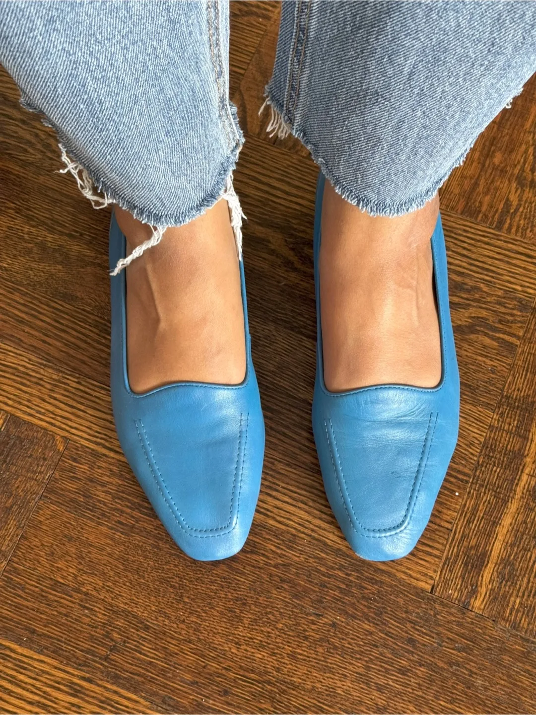 Blue Leather Flats - Size 8 thumbnail