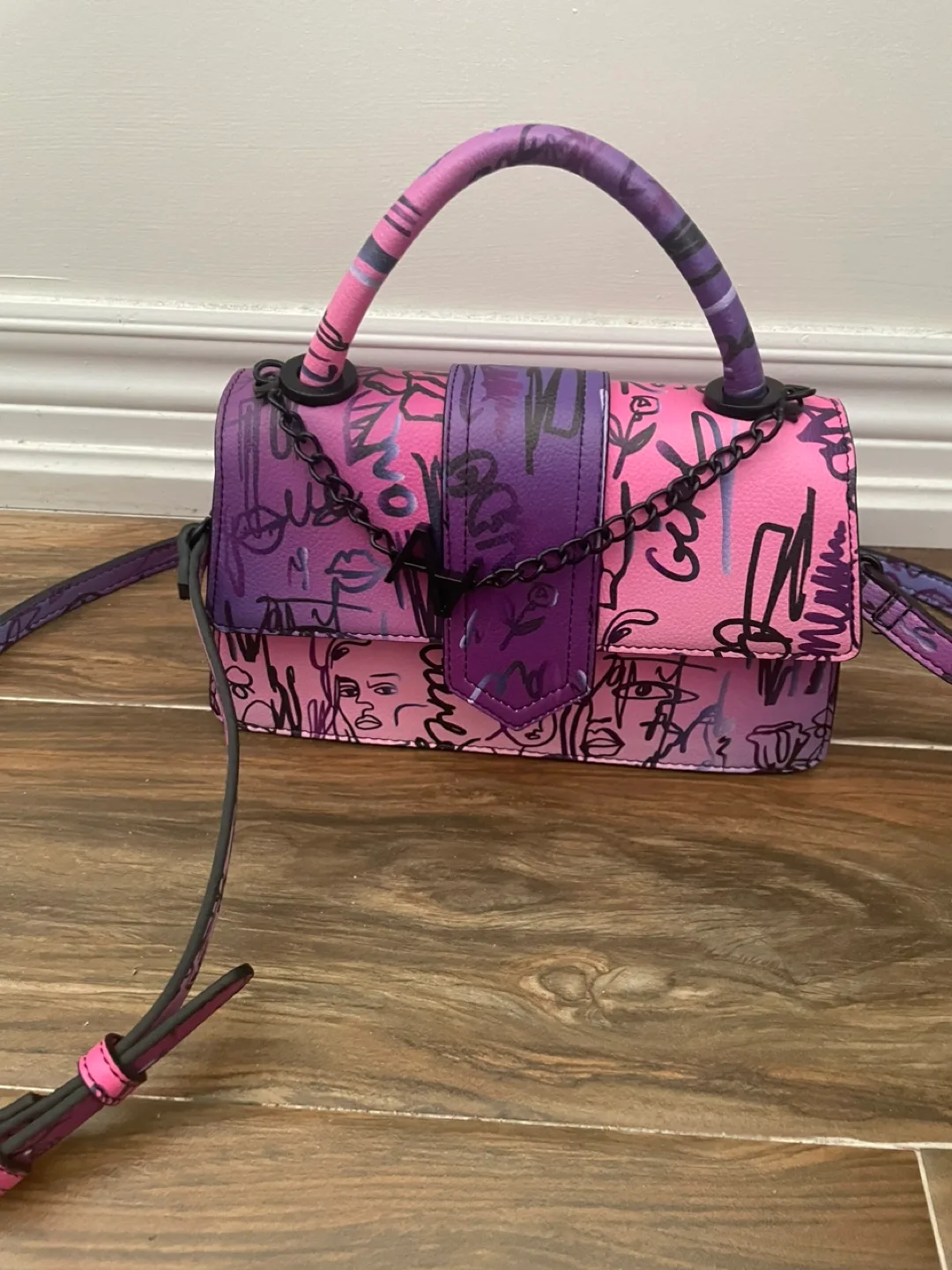 Graffiti Print Top Handle Bag thumbnail