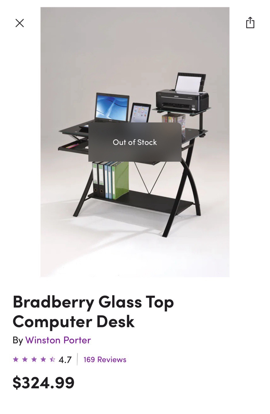 Black Glass Computer Desk - photo 2