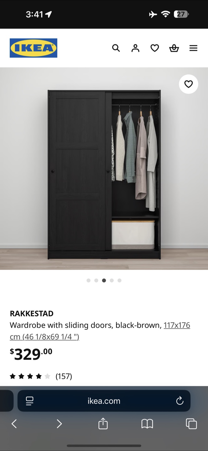IKEA RAKKESTAD Wardrobe, Black-Brown, 117x176 cm - photo 2