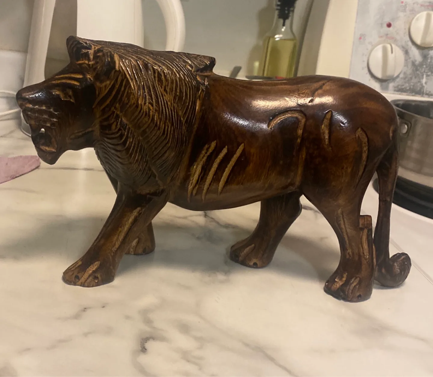Wooden Lion Figurine thumbnail