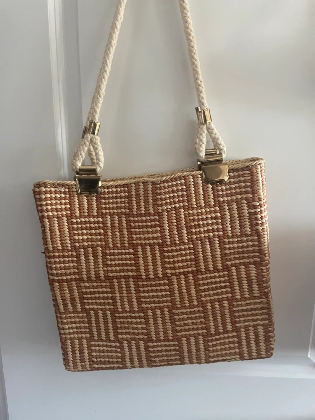 Woven Tote Bag with Rope Handles thumbnail
