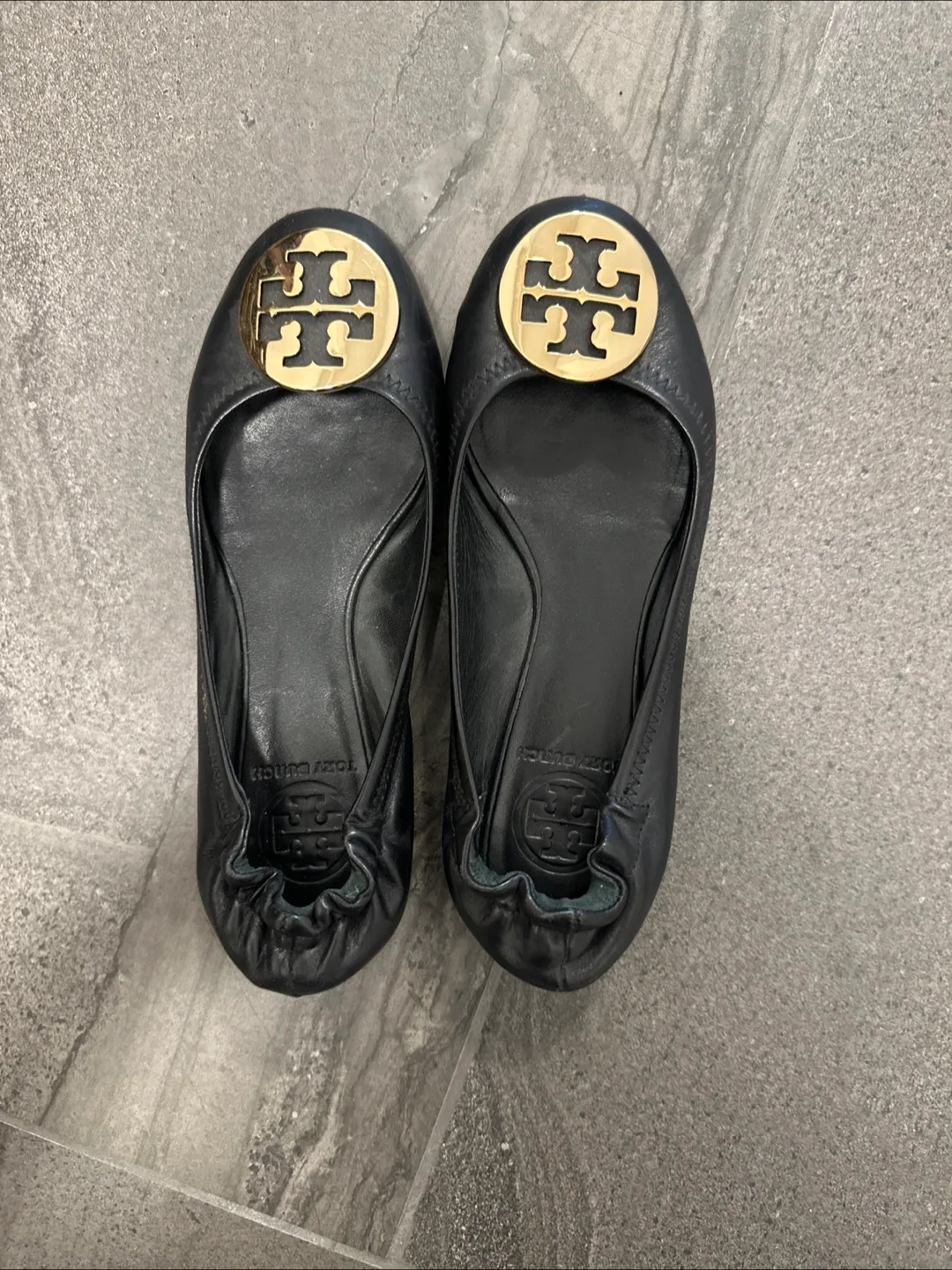 Tory Burch Black Leather Ballet Flats thumbnail