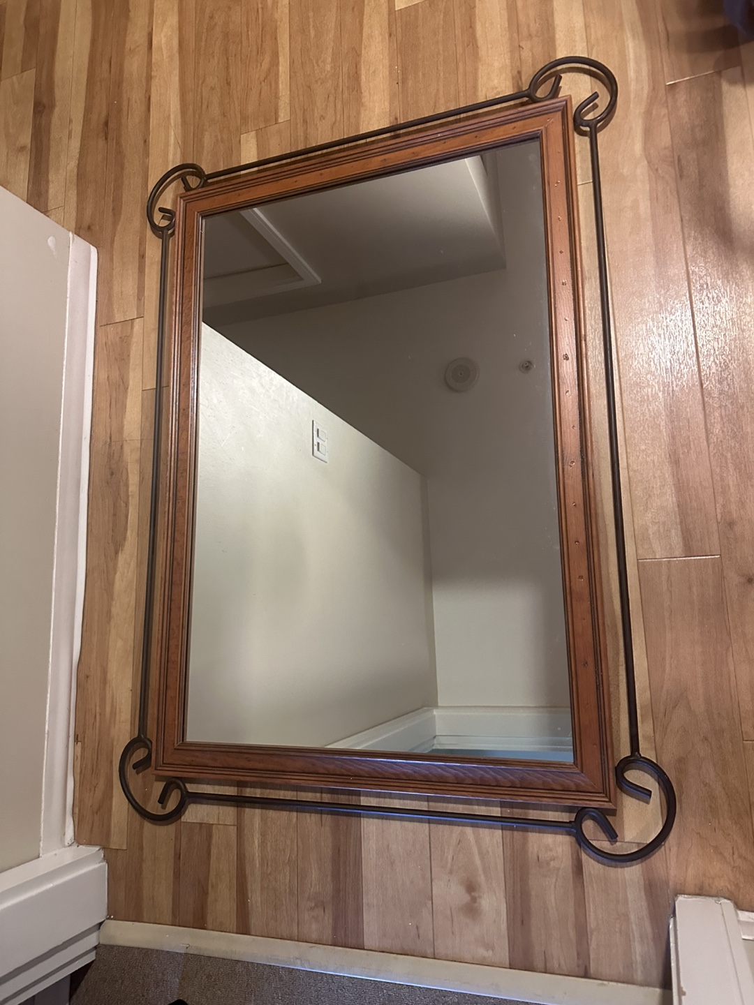 Framed Wall Mirror - Wood & Metal Trim