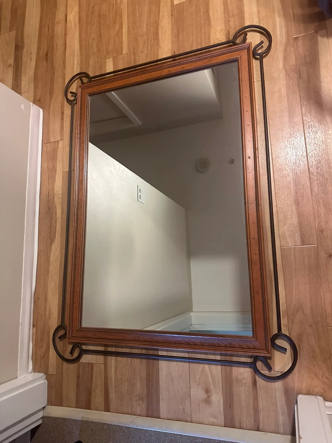 Framed Wall Mirror - Wood & Metal Trim thumbnail