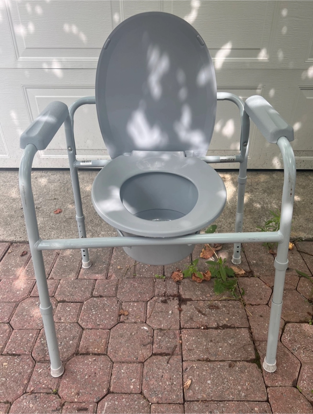 Grey Commode Stand Alone Toilet