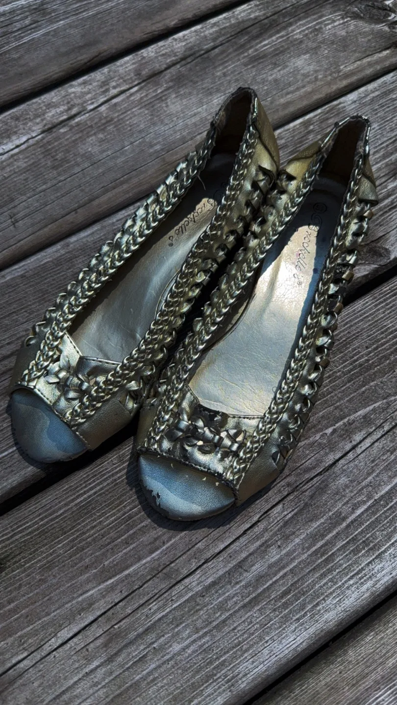 Seychelles Gold Peep-Toe Flats thumbnail