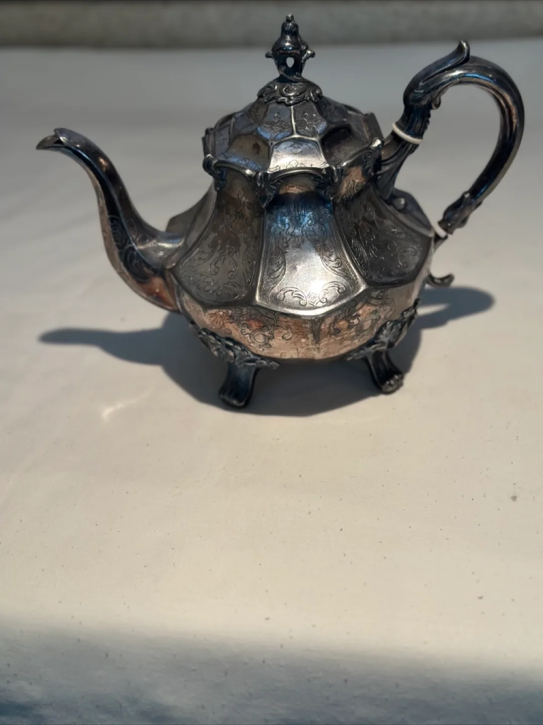 Vintage Silver Plated Teapot, plated creamer and sugar bowl thumbnail