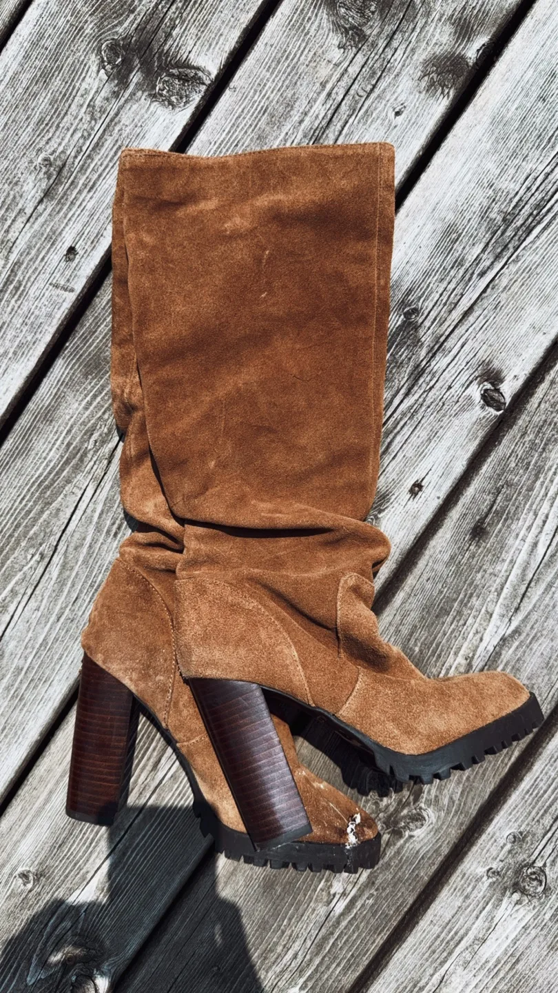 Brown Suede Knee-High Boots thumbnail