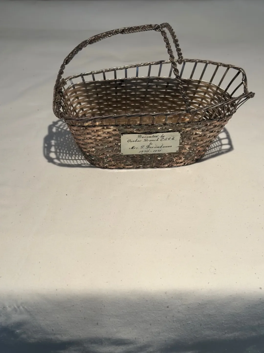 Vintage Woven Wire Basket with Handle thumbnail