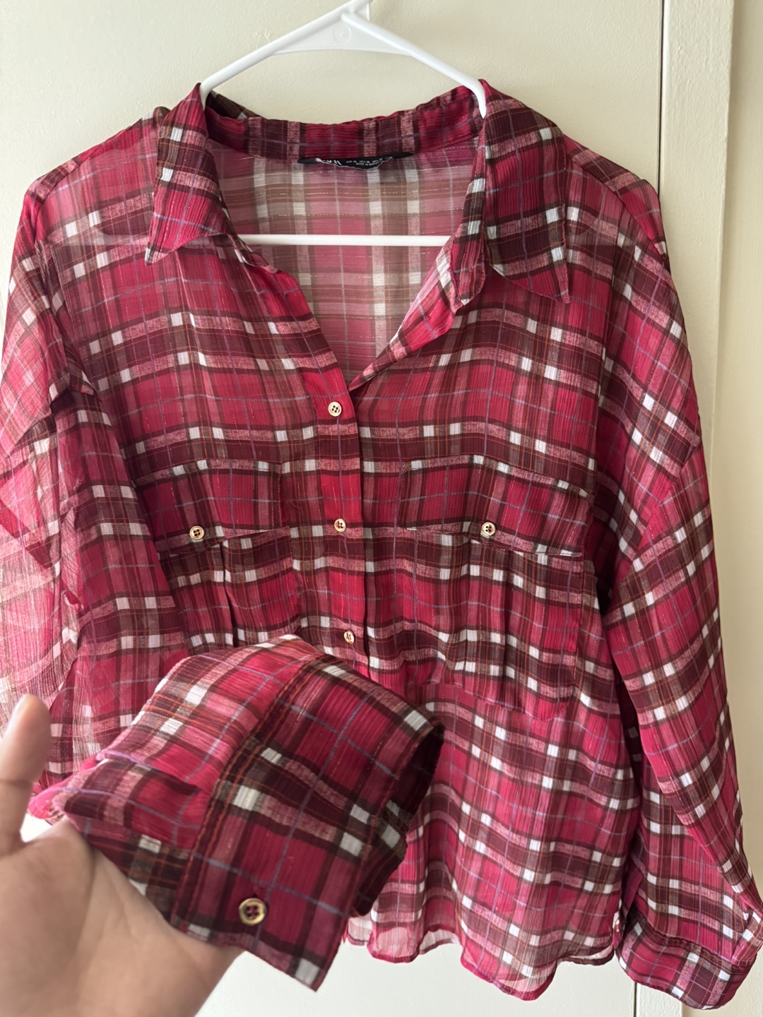 Zara Plaid Blouse - Size XL - photo 2