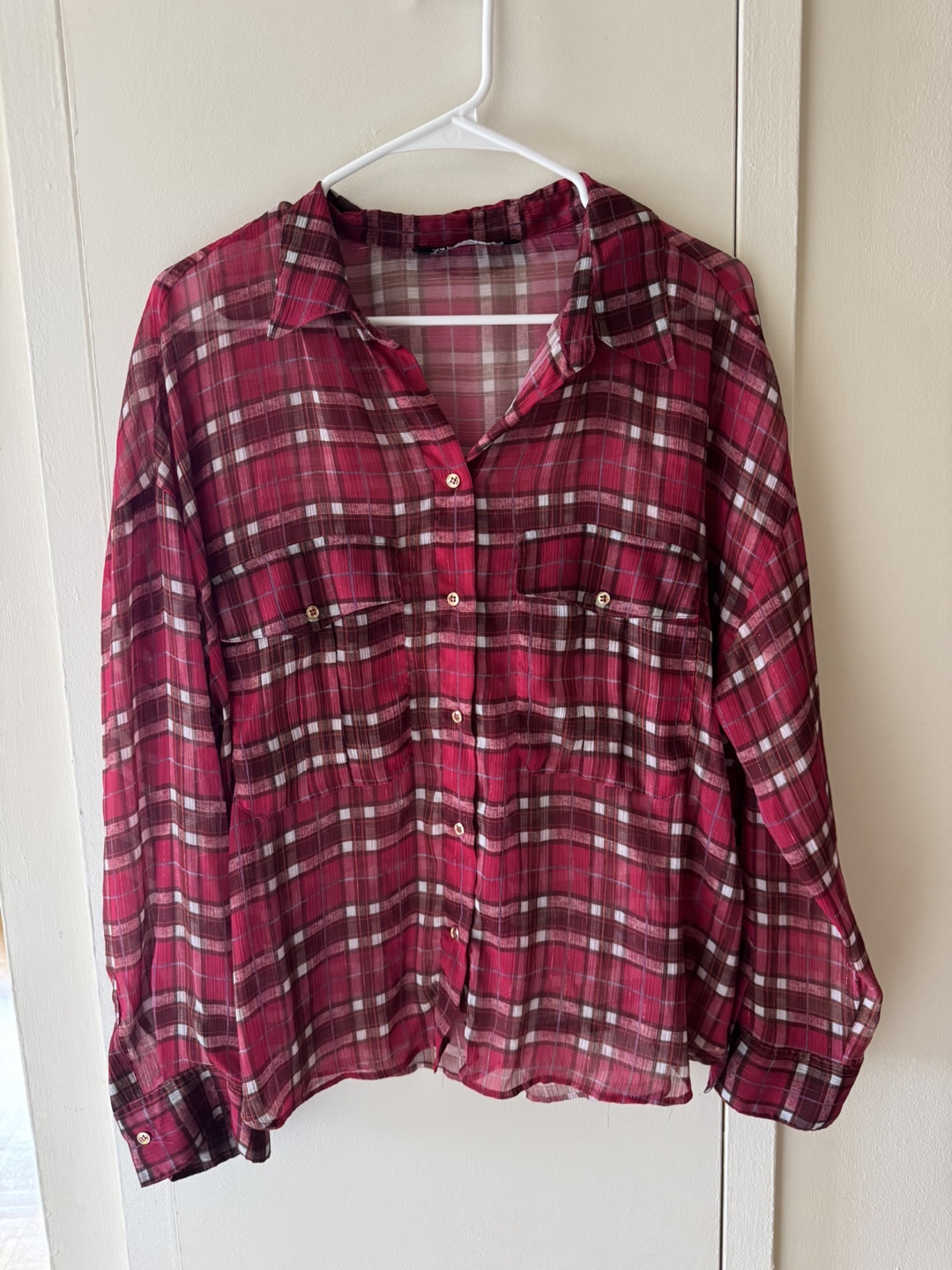 Zara Plaid Blouse - Size XL