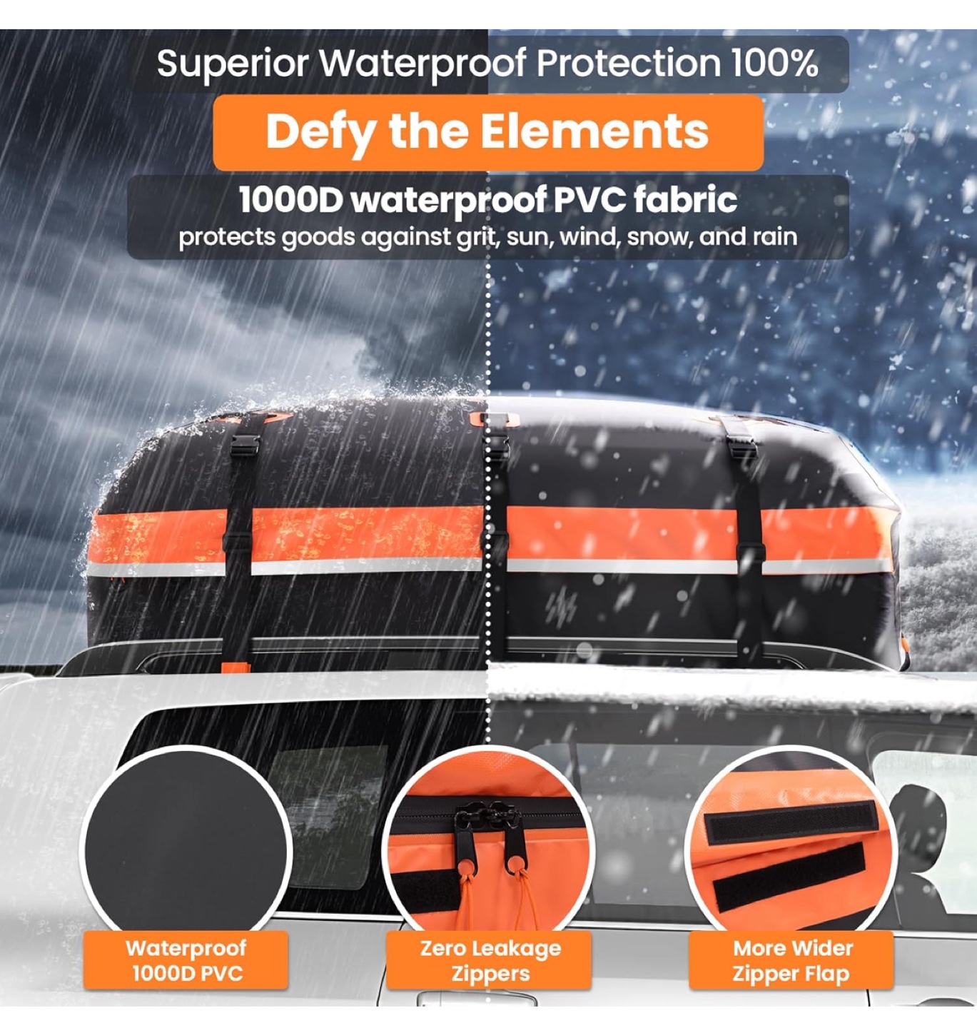Sailnovo 21 Cubic Feet Rooftop Cargo Carrier Bag - Black - photo 4
