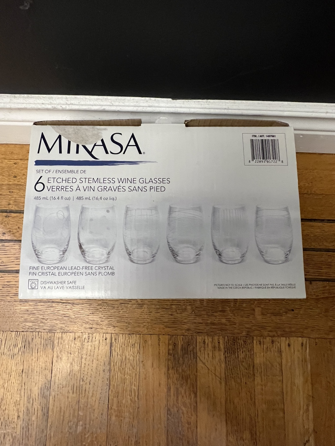 Mikasa Etched Stemless Wine Glasses - Set of 6