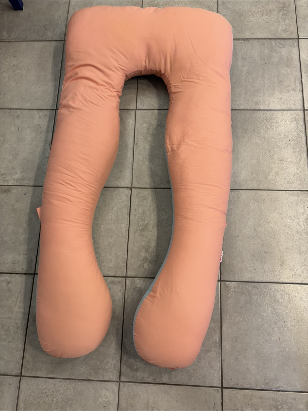 U Shaped Body Pillow - Peach/Light Blue - photo 2
