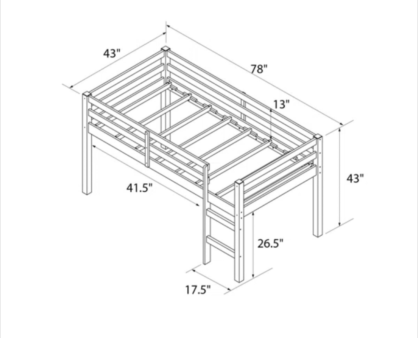 White Wood Loft Bed - Twin Size - photo 3