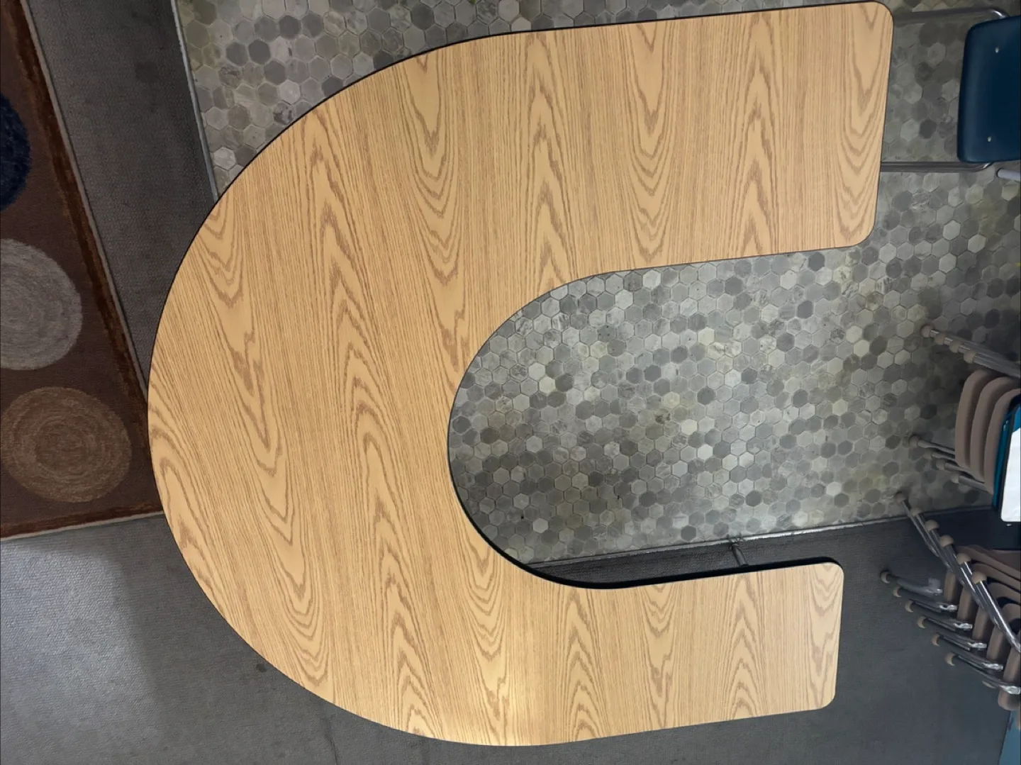 Wooden Horseshoe Shaped Table image indicator(2)