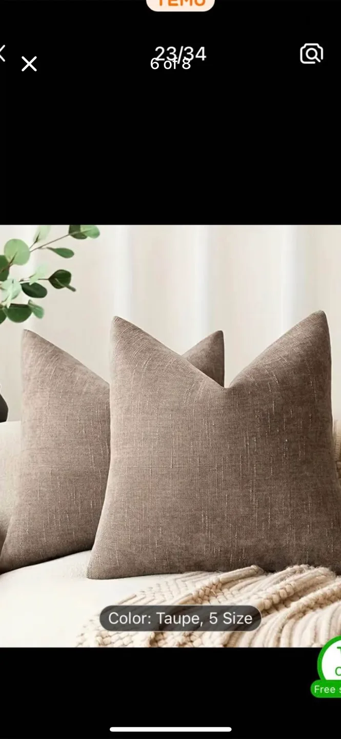 Taupe Throw Pillow  cover -Size 5 thumbnail