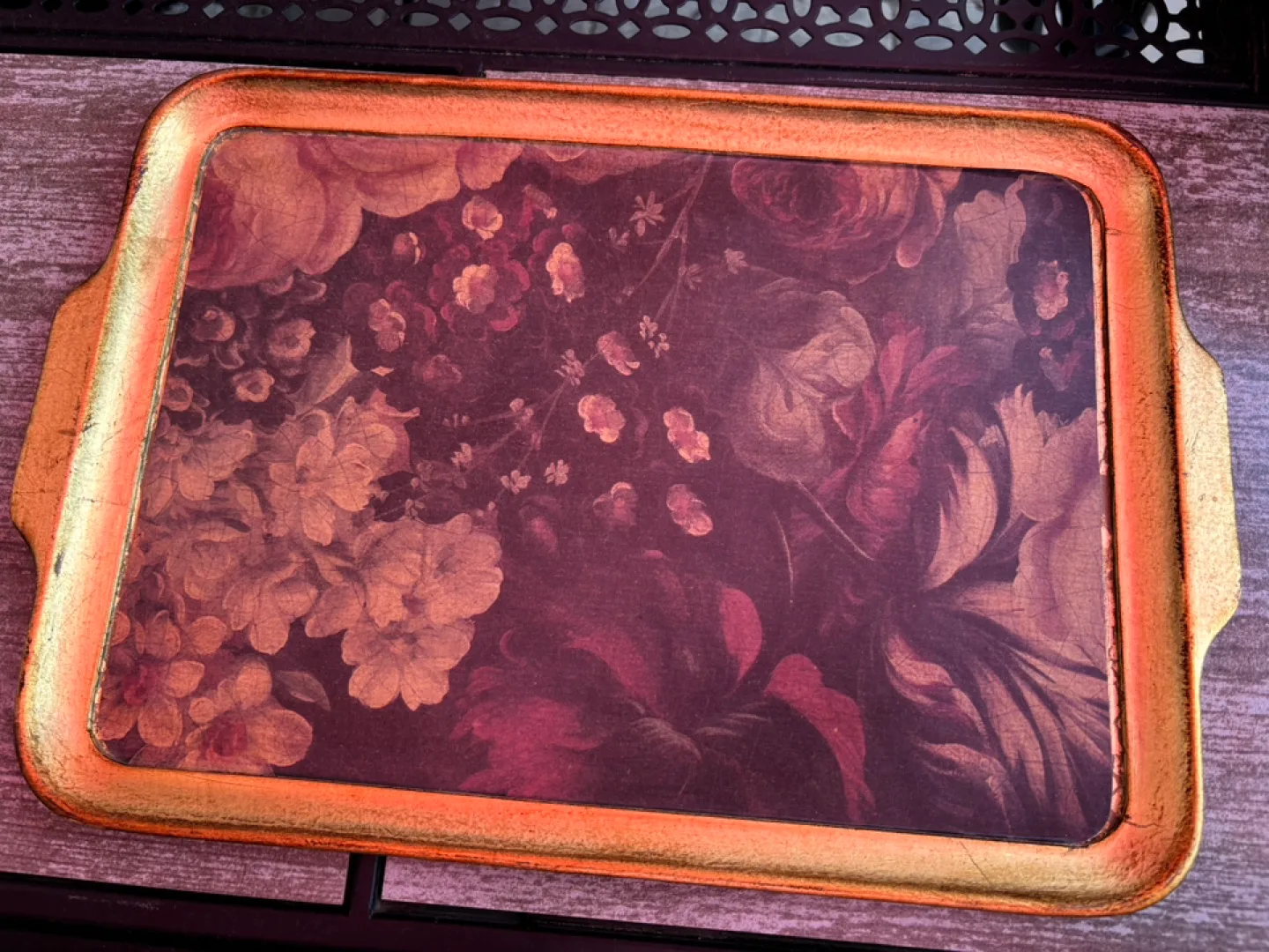 Floral Pattern Tray Italian Hand painted thumbnail
