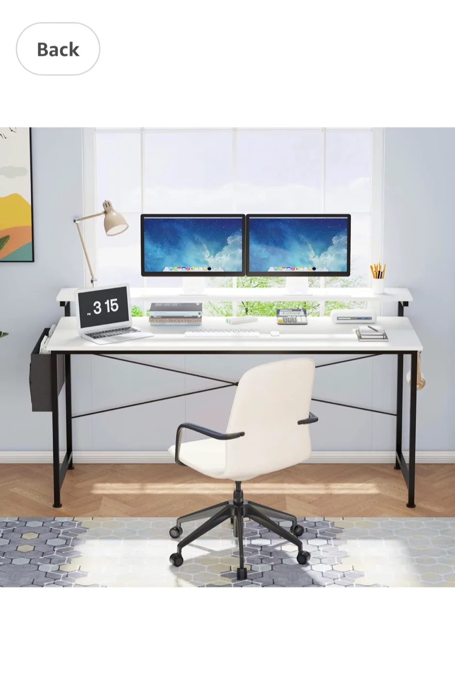 White Computer Desk with Monitor Stand thumbnail